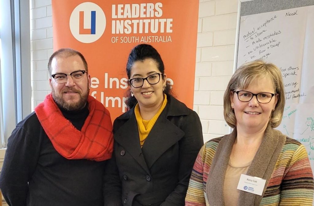 Northern stars Mathew Herewane, Upasana Singh and Kerry Cat at Leaders Institute of South Australia