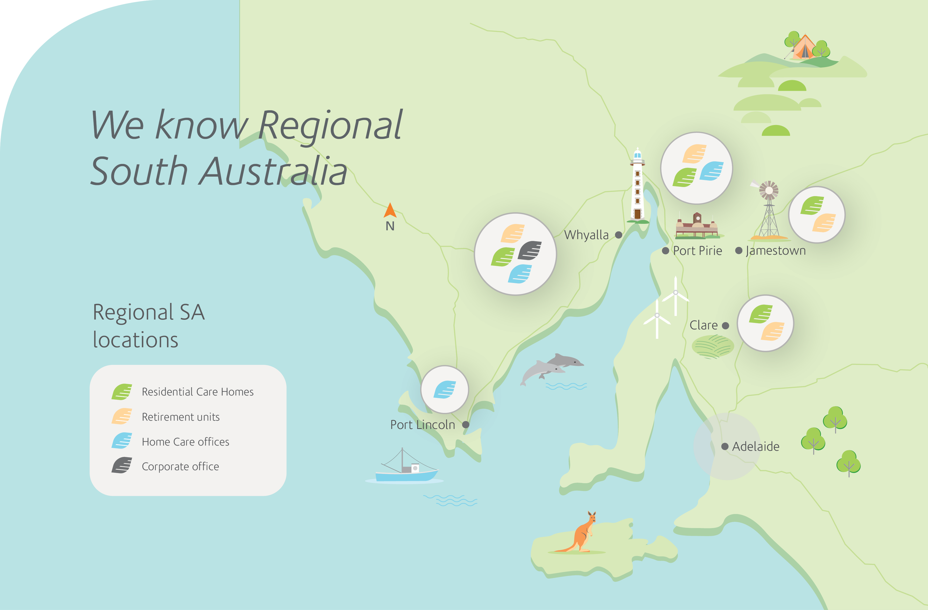 Regional SA locations map