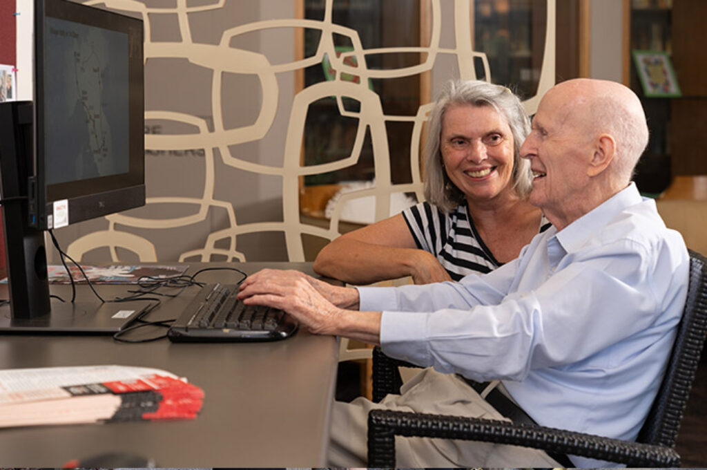 Elderly man on computer